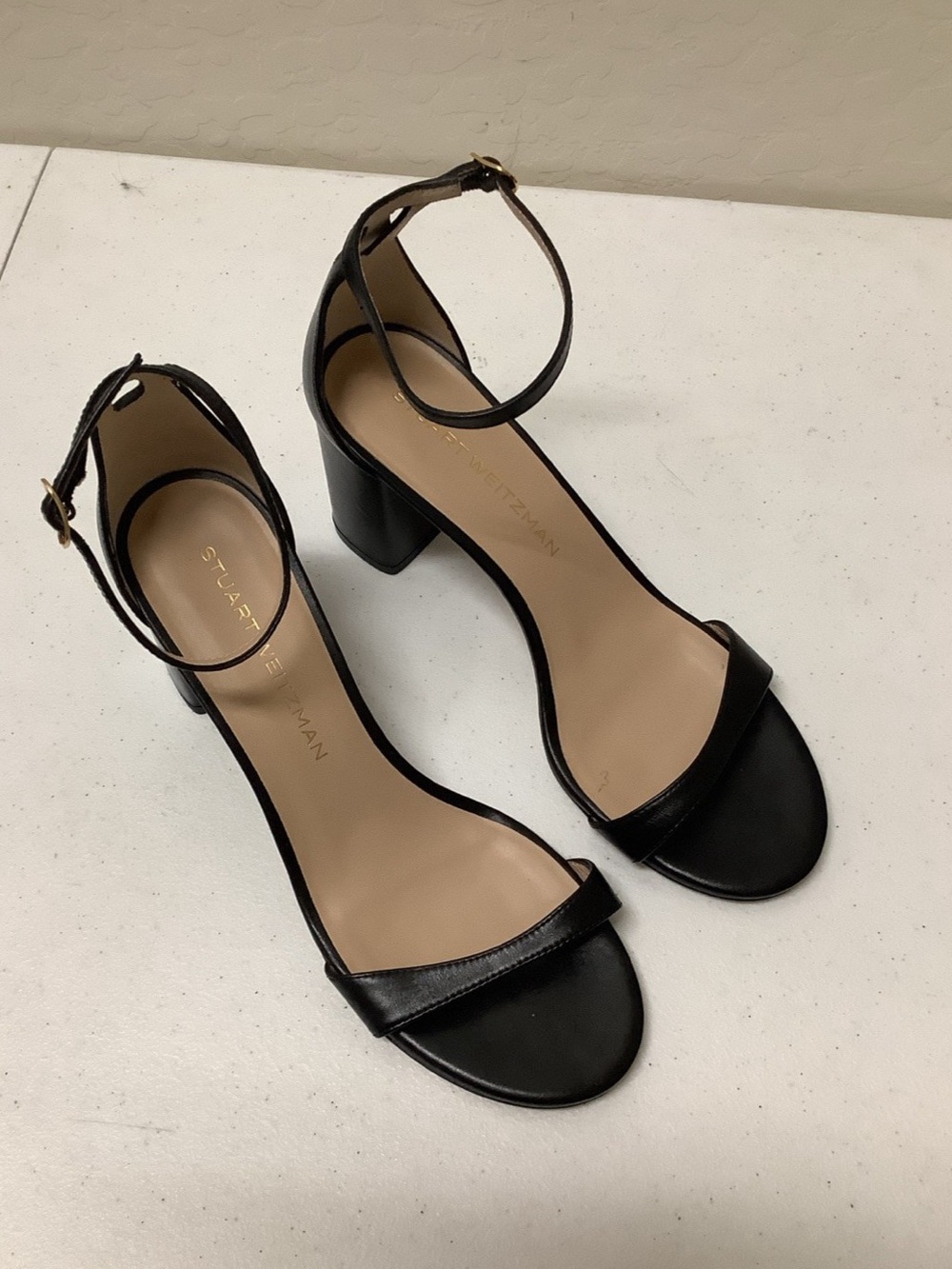 Stuart Weitzman Nudistcurve 75 Block Heel Sandal Black